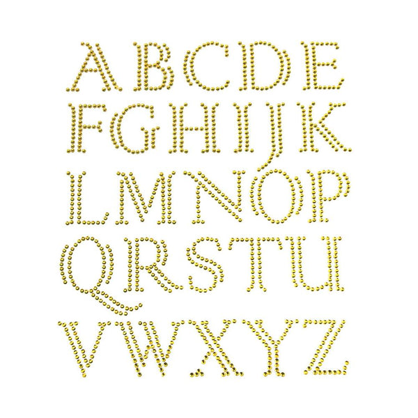 Elegant Alphabet Letter Rhinestone Stickers, Gold, 1-Inch, 26-Count