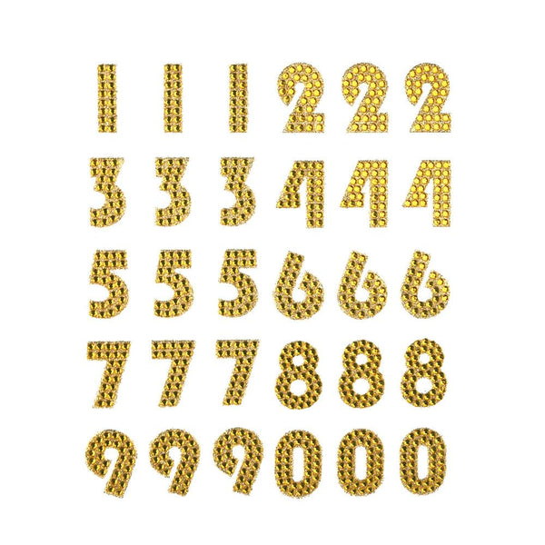 Groovy Numbers Rhinestone Stickers, Gold, 1-Inch, 32-Count