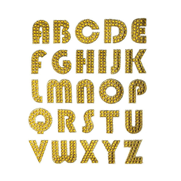 Groovy Alphabet Letters Rhinestone Stickers, Gold, 1-Inch, 26-Count