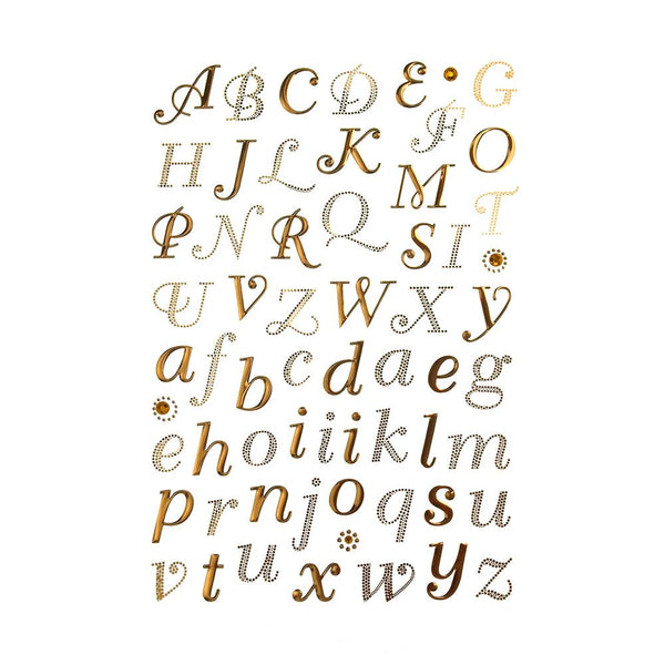 Italic Alphabet Letter Foil Stickers, 1-Inch, 62-Count, Gold