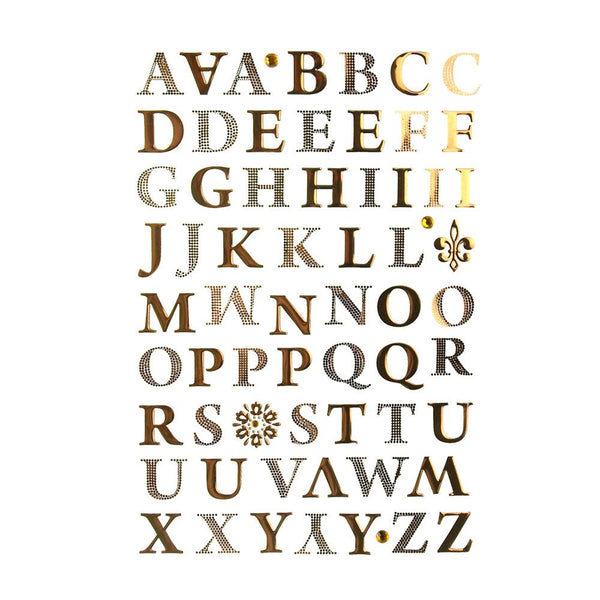 Roman Alphabet Letter Foil Stickers, 5/8-Inch, 62-Count, Gold