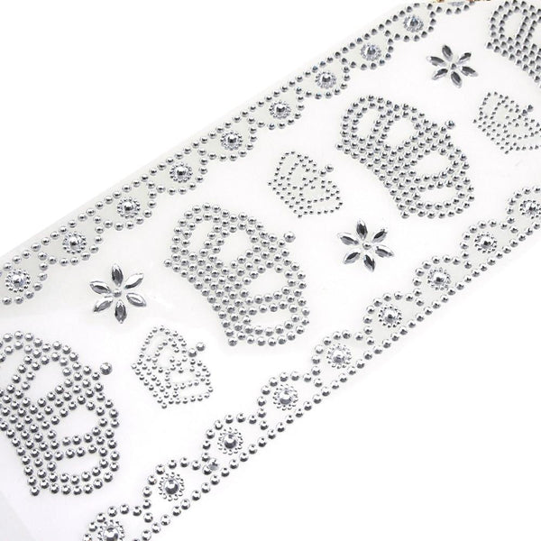 Royal Crown Gem Rhinestone Art Stickers, 12-Piece