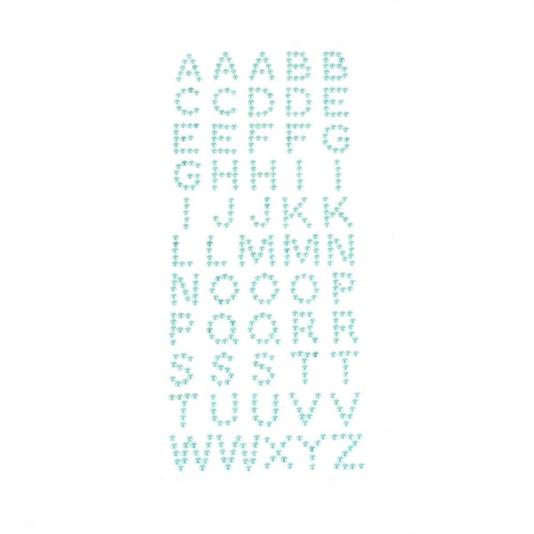 Beaded Pearl Alphabet Letter Stickers, 1/2-Inch, 55-Piece, Blue