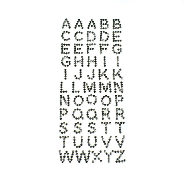 Beaded Pearl Alphabet Letter Stickers, 1/2-Inch, 55-Piece, Black