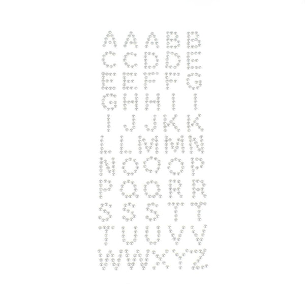 Beaded Pearl Alphabet Letter Stickers, 1/2-Inch, 55-Piece, Pearl