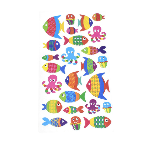 Colorful Fish Style Puffy 3D Stickers, 25-Piece