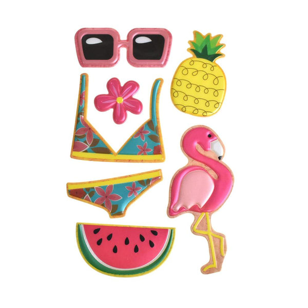 Summertime Puffy Embossed Stickers, 7-Piece
