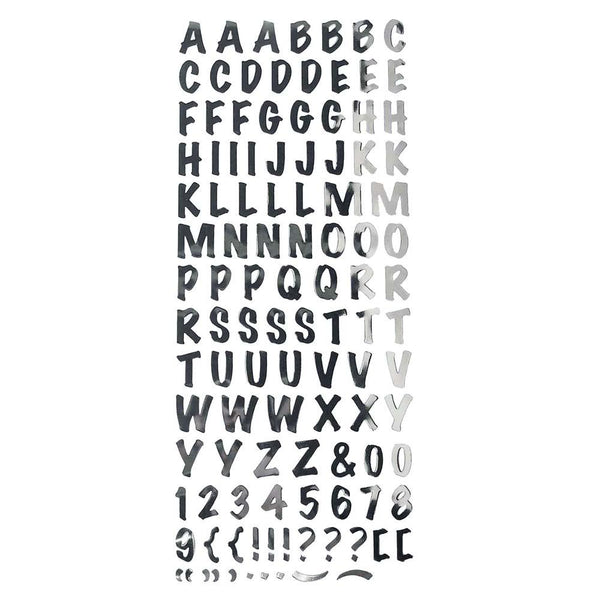 Alphabet Letters Caps Fancy Foil Stickers, Silver, 3/4-Inch, 107-Count