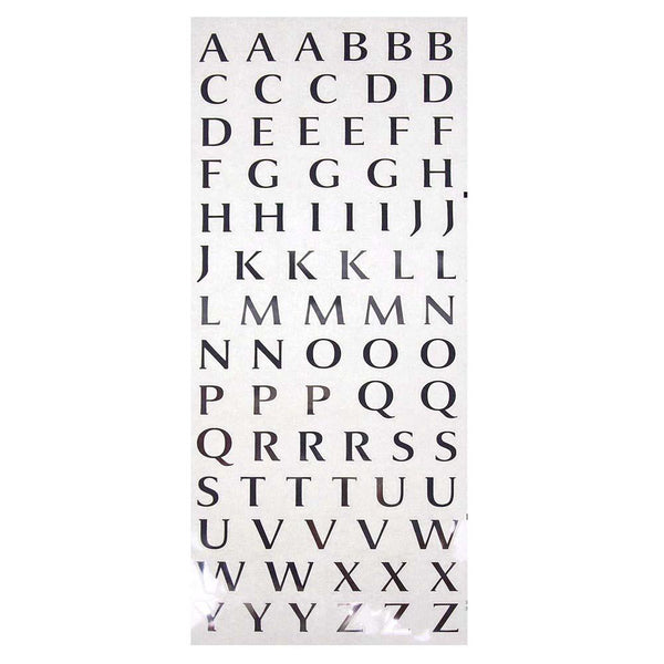 Alphabet Letters Foil Stickers, Silver, 1/2-Inch, 78-Count