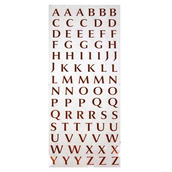 Alphabet Letters Foil Stickers, Copper, 1/2-Inch, 78-Count