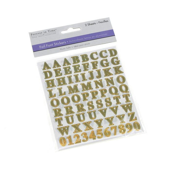 Mini Alphabet & Number Foil Stickers, 179-count, Gold