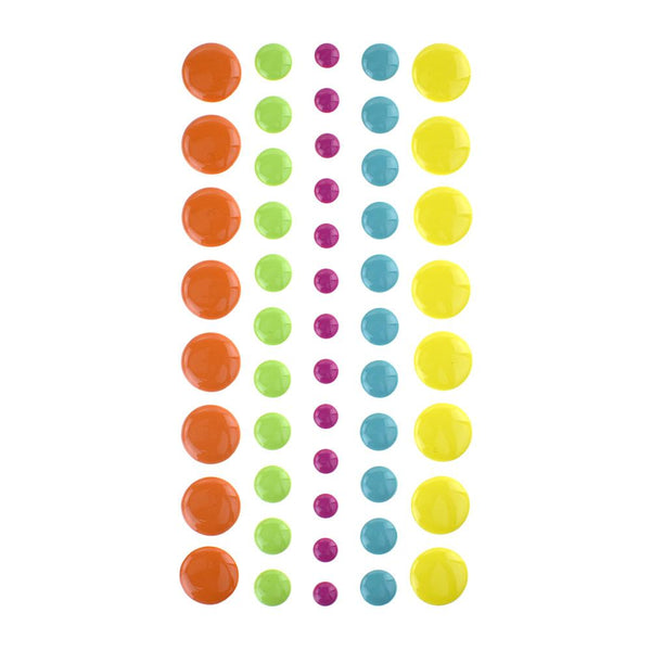 Adhesive Enamel Dot Stickers, 51-Piece, Tropical