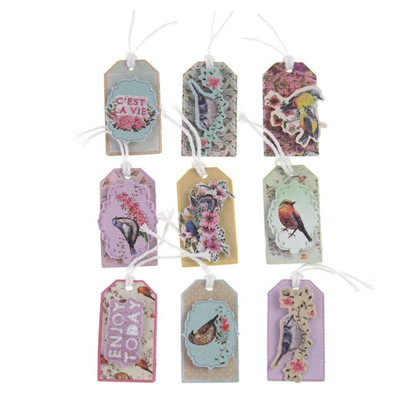 Vintage 3D Handmade Tags Sticker, 1-3/4-Inch, 9-Count