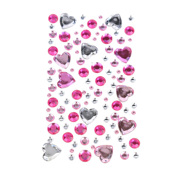 Heart Bubble Gems 3D Rhinestone Stickers, 110-Piece