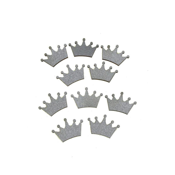 Royal Crown Glitter Wood Favors, 1-1/2-Inch, Silver, 10-Piece