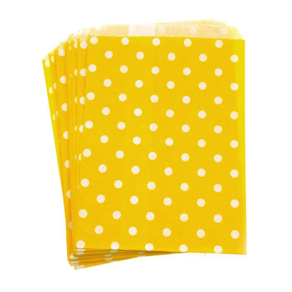 Small Dots Paper Treat Bags, 7-inch, 25-Piece, Gold