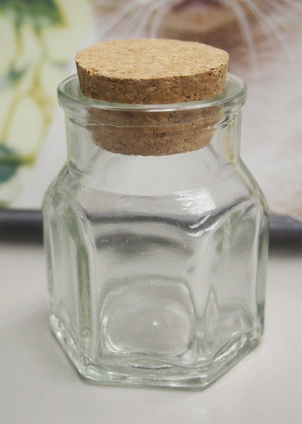 Mini Corked Jars Favor Bottle Keepsake Souvenir, Hexagon