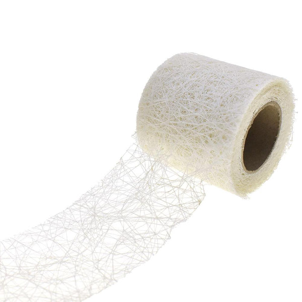Rustic Faux Sisal Web Ribbon, Off-White, 2-1/2-Inch, 10-Yard