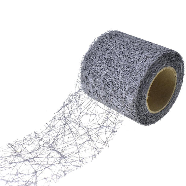 Rustic Faux Sisal Web Ribbon, Metallic Silver, 2-1/2-Inch, 10-Yard