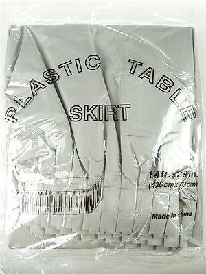 Plastic Table Skirt Adhesive Pleated, 29-Inch x 14-feet, Silver
