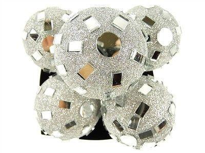 Glitter Disco Ornament Balls, 2-1/4-inch, 6-Piece, Silver