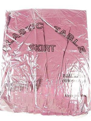 Plastic Table Skirt Adhesive Pleated, 29-Inch x 14-feet, Mauve