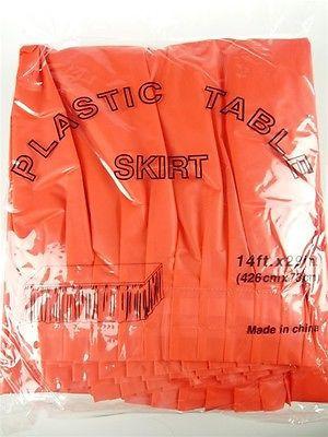 Plastic Table Skirt Adhesive Pleated, 29-Inch x 14-feet, Red