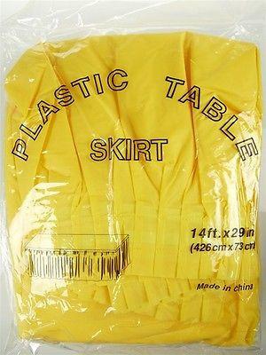 Plastic Table Skirt Adhesive Pleated, 29-Inch x 14-feet, Yellow