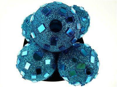 Glitter Disco Ornament Balls, 2-1/4-inch, 6-Piece, Turquoise