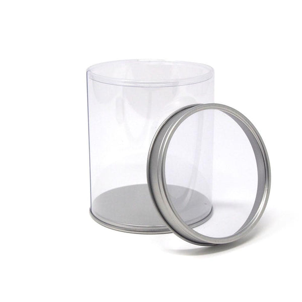 Party Favor Cylinder with Clear Window Tin Lid, 3.8-Inch