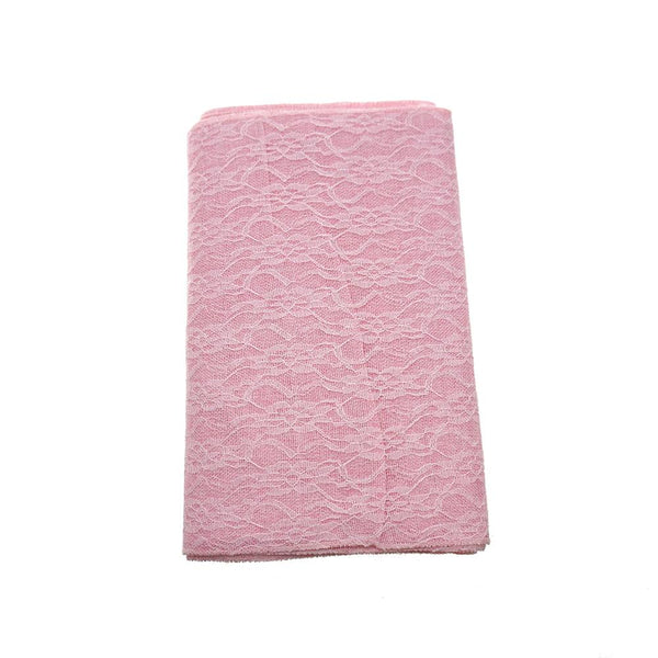 Faux Jute Table Runner with Lace, Pink, 14-Inch x 72-Inch