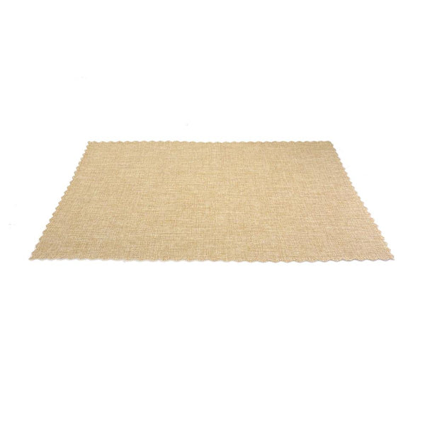 Faux Jute Placemat with Picot Lace Edge, Sand, 19-Inch, 10-Count