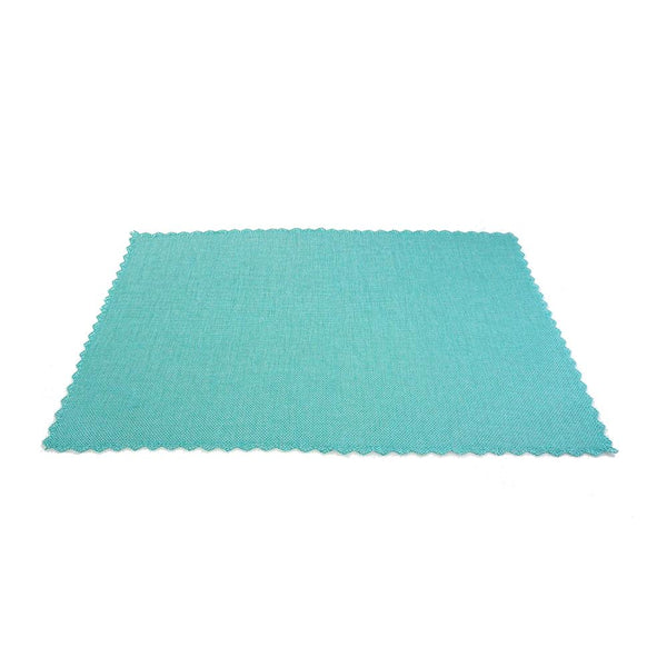 Faux Jute Placemat with Picot Lace Edge, Robin's Egg Blue, 19-Inch, 10-Count