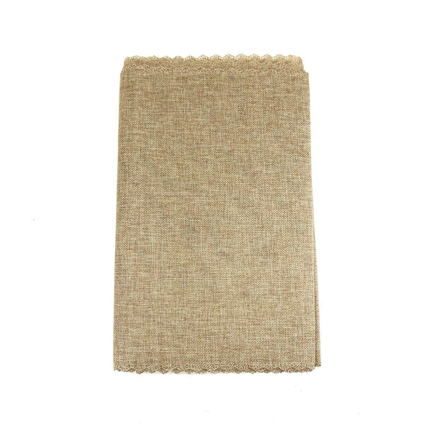 Faux Jute Table Runner with Picot Lace Edge, Natural, 14-Inch x 72-Inch