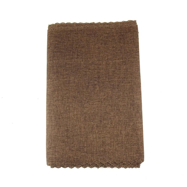Faux Jute Table Runner with Picot Lace Edge, Brown, 14-Inch x 72-Inch