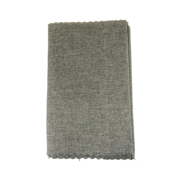 Faux Jute Table Runner with Picot Lace Edge, Dark Grey, 14-Inch x 72-Inch