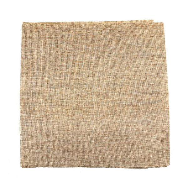 Faux Jute Square Table Topper with Picot Lace Edge, Natural, 56-Inch