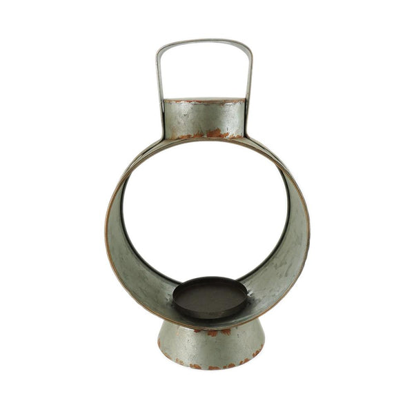 Galvanized Metal Lantern, 14-3/4-Inch