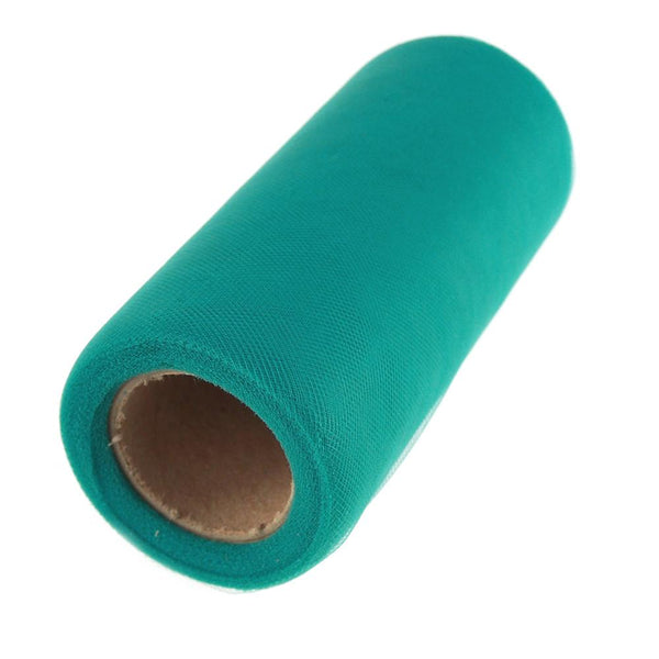 Premium American Tulle Spool Roll, Made in the USA, 6-Inch, 25 Yards, Teal