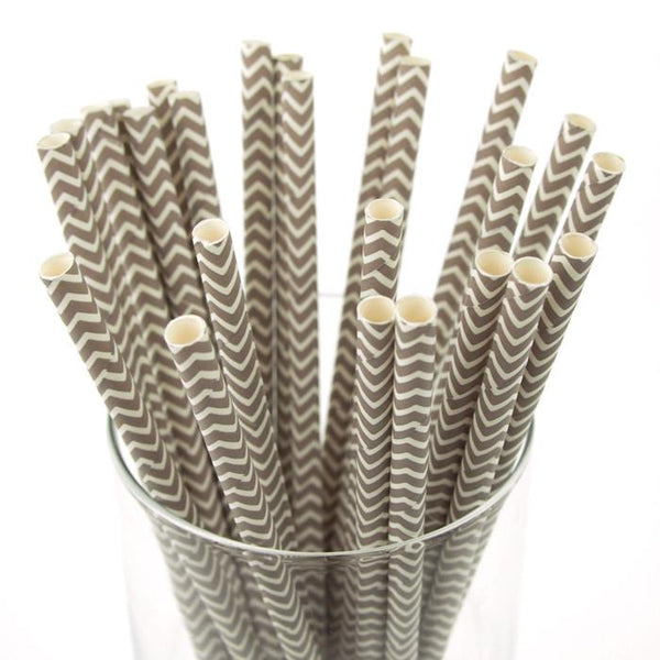 Chevron Paper Straws, 7-3/4-Inch, 25-Piece, Toffee