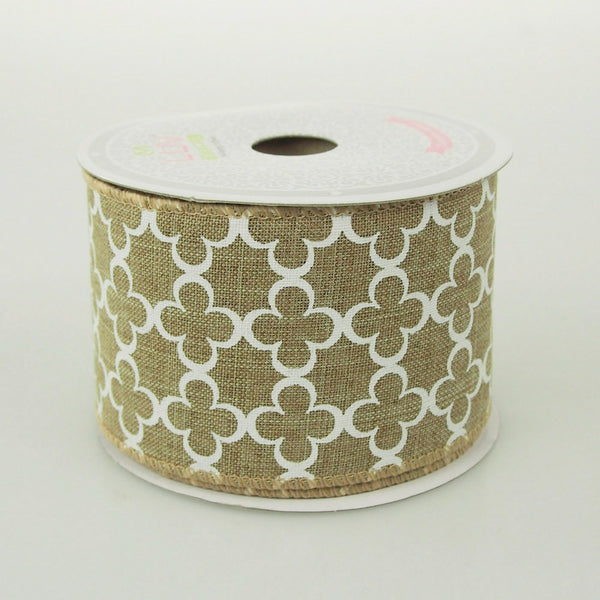 Quatrefoil Spade Canvas Ribbon, 2-1/2-Inch, 10 Yards, Toffee