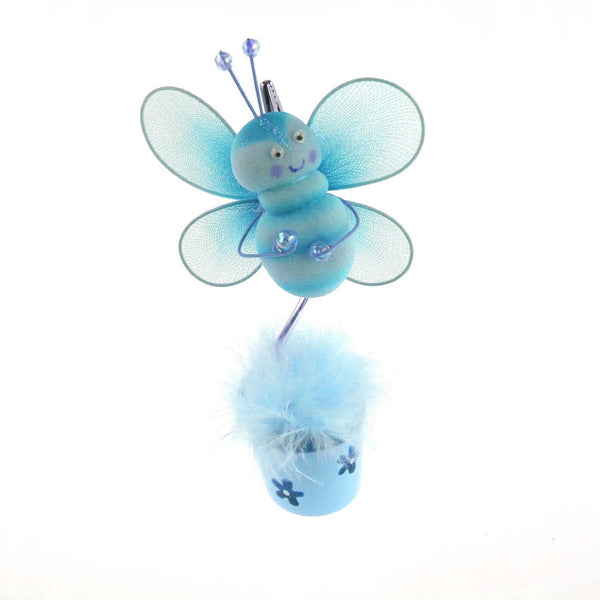 Bee Flower Pot Place Card Holder, 6-Inch, Turquoise - CLOSEOUT