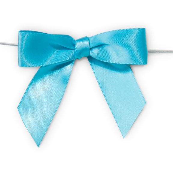 Pre-Tied Satin Bows, 7/8-Inch, 12-Piece, Turquoise