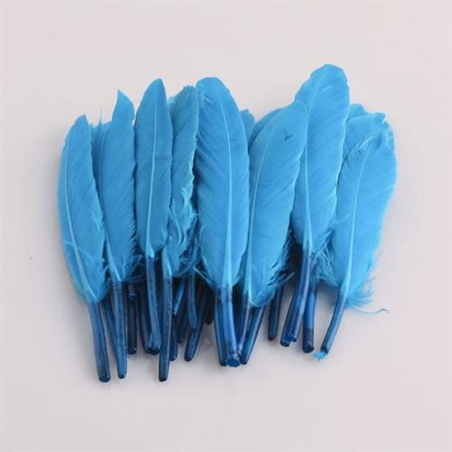 Duck Feather Decorative, 6-inch, 50-Piece, Turquoise