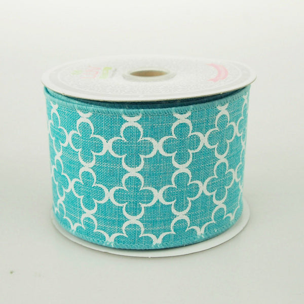 Quatrefoil Spade Canvas Ribbon, 2-1/2-Inch, 10 Yards, Turquoise