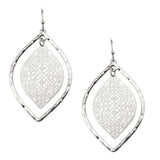 Leaf Design Filigree Earrings, 1-3/4-Inch