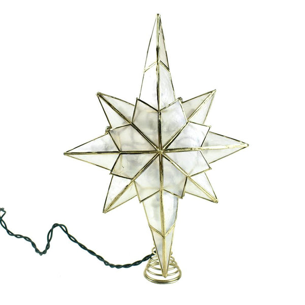 Incandescent Capiz Star Christmas Tree Topper, 12-Inch