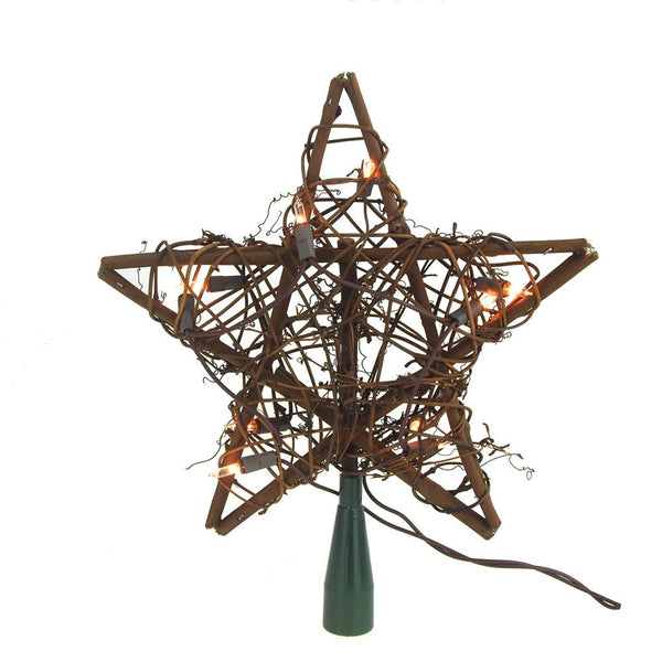 Rattan Star Christmas Tree Top, Natural, 10-Inch