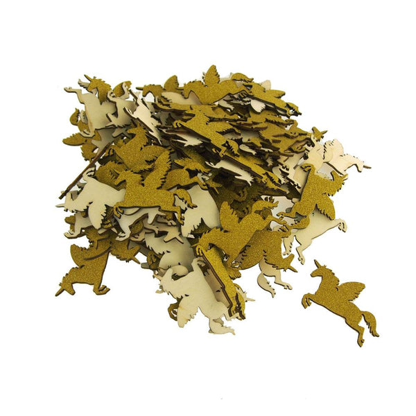 Unicorn Glitter Wood Favors, 2-1/4-Inch, Gold, 100-Piece