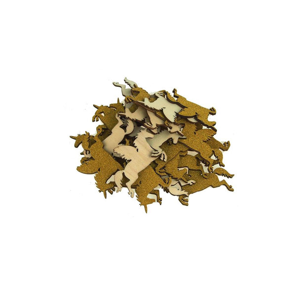 Unicorn Glitter Wood Favors, 2-1/4-Inch, Gold, 25-Piece